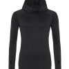 Women's cool cowl neck top - Black Slate Melange - XS